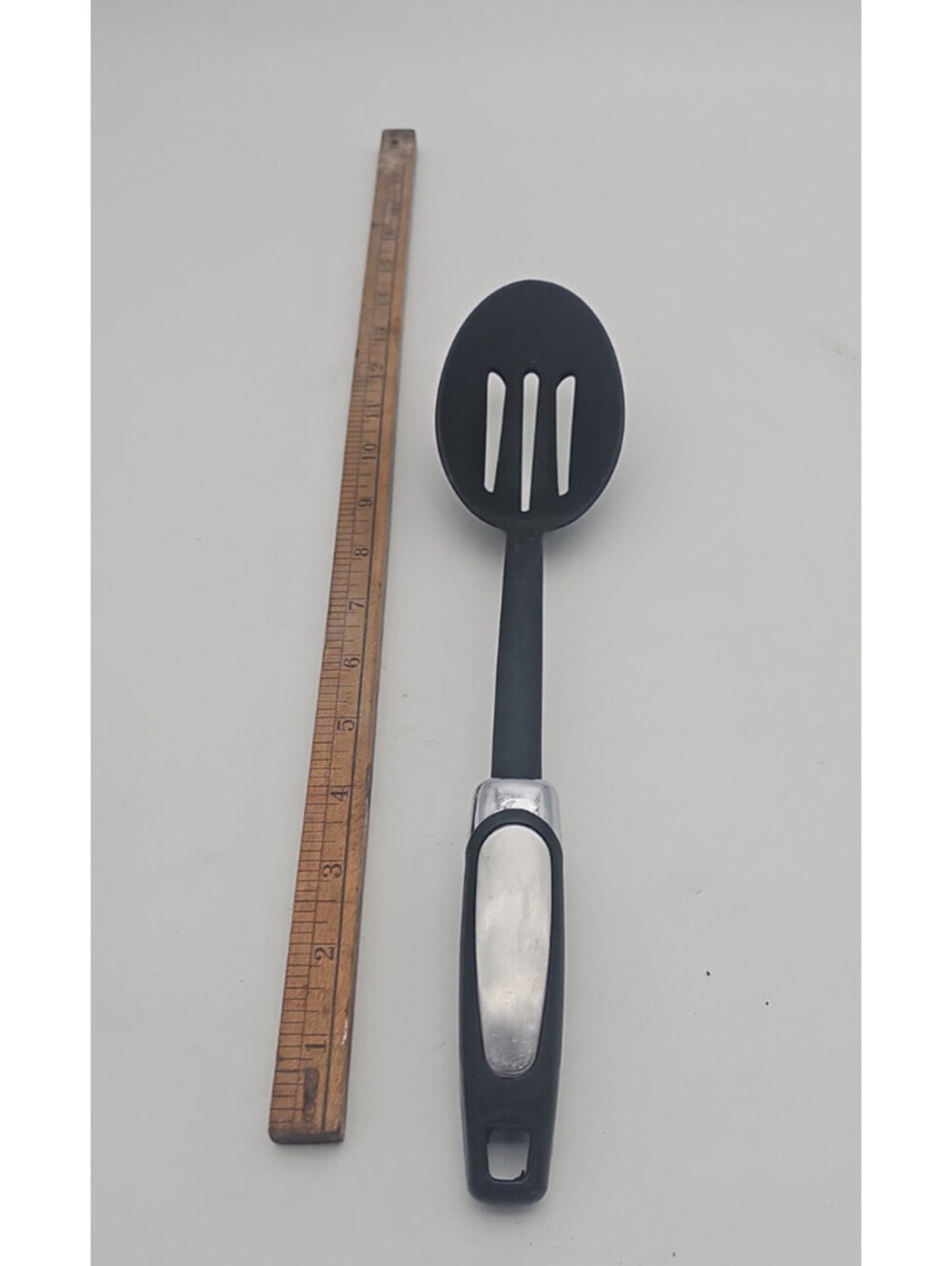 Unbranded 13" Black Nylon Slotted Spoon. Non-Stick Safe Cooking Utensil.